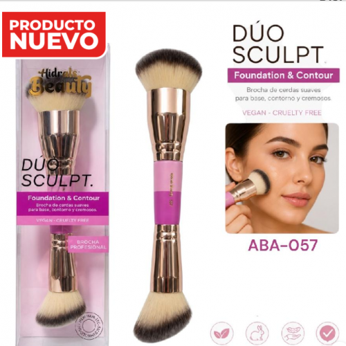 BROCHA DOBLE PARA BASE Y CONTORNO HIDRALS BEAUTY HBA-057