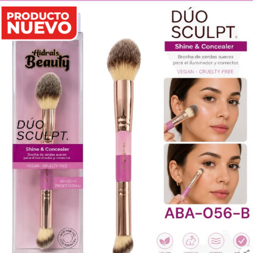 BROCHA DOBLE PARA ILUMINADOR Y CORRECTOR HIDRALS BEAUTY HBA-056