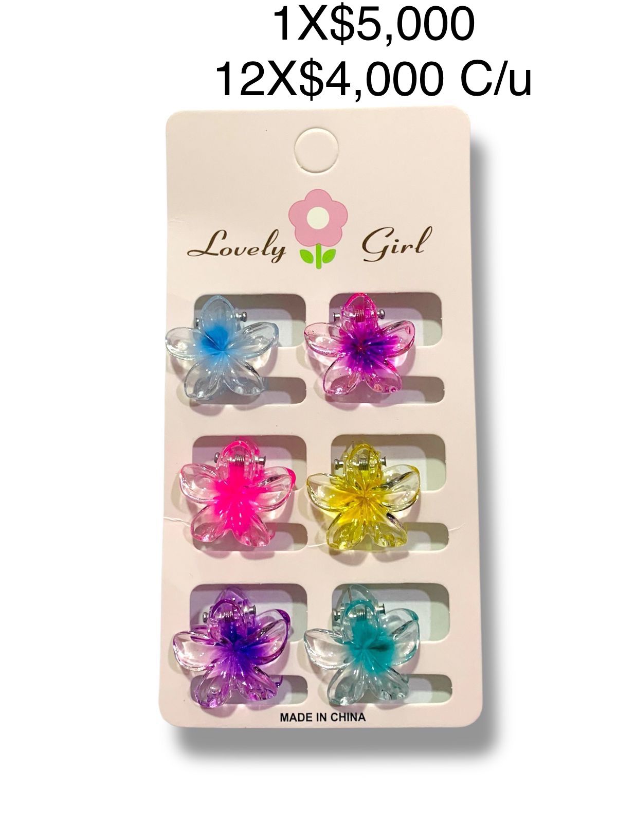 KIT X6 GANCHITOS FLOR COLORES CAI-2994