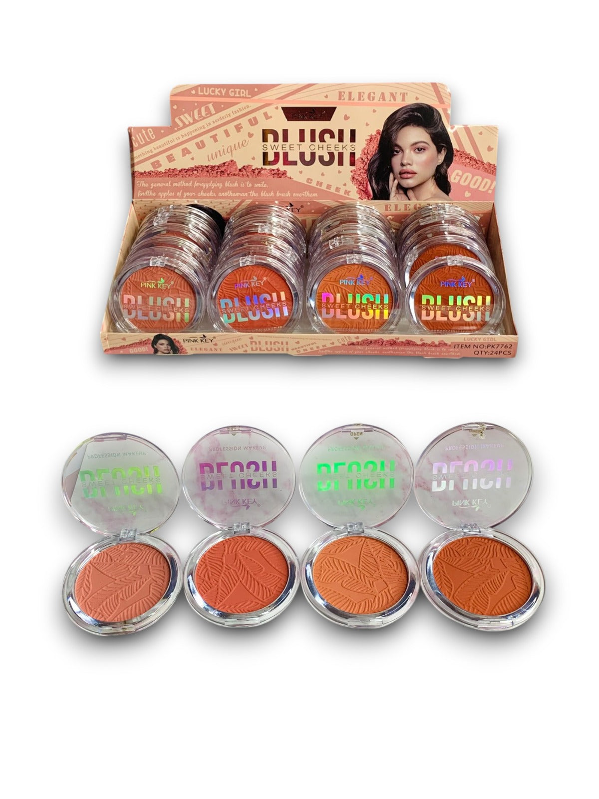 RUBOR COMPACTO LUCKY GIRL PINK KEY PK7762-A