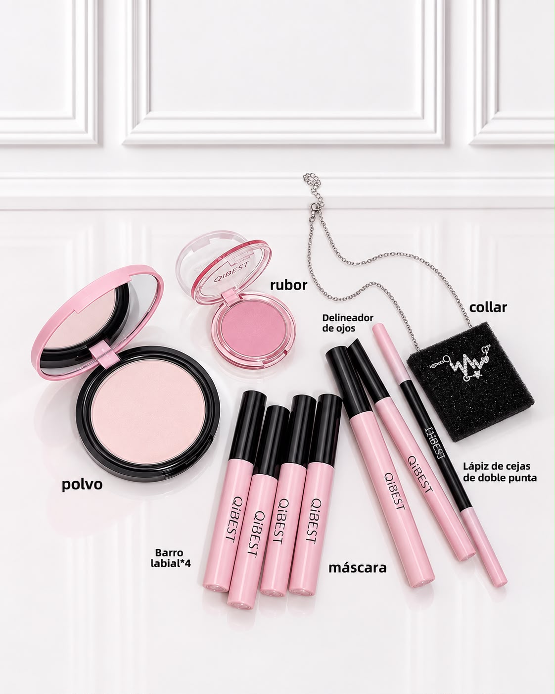 KIT DE MAQUILLAJE ROSA QIBEST QB21