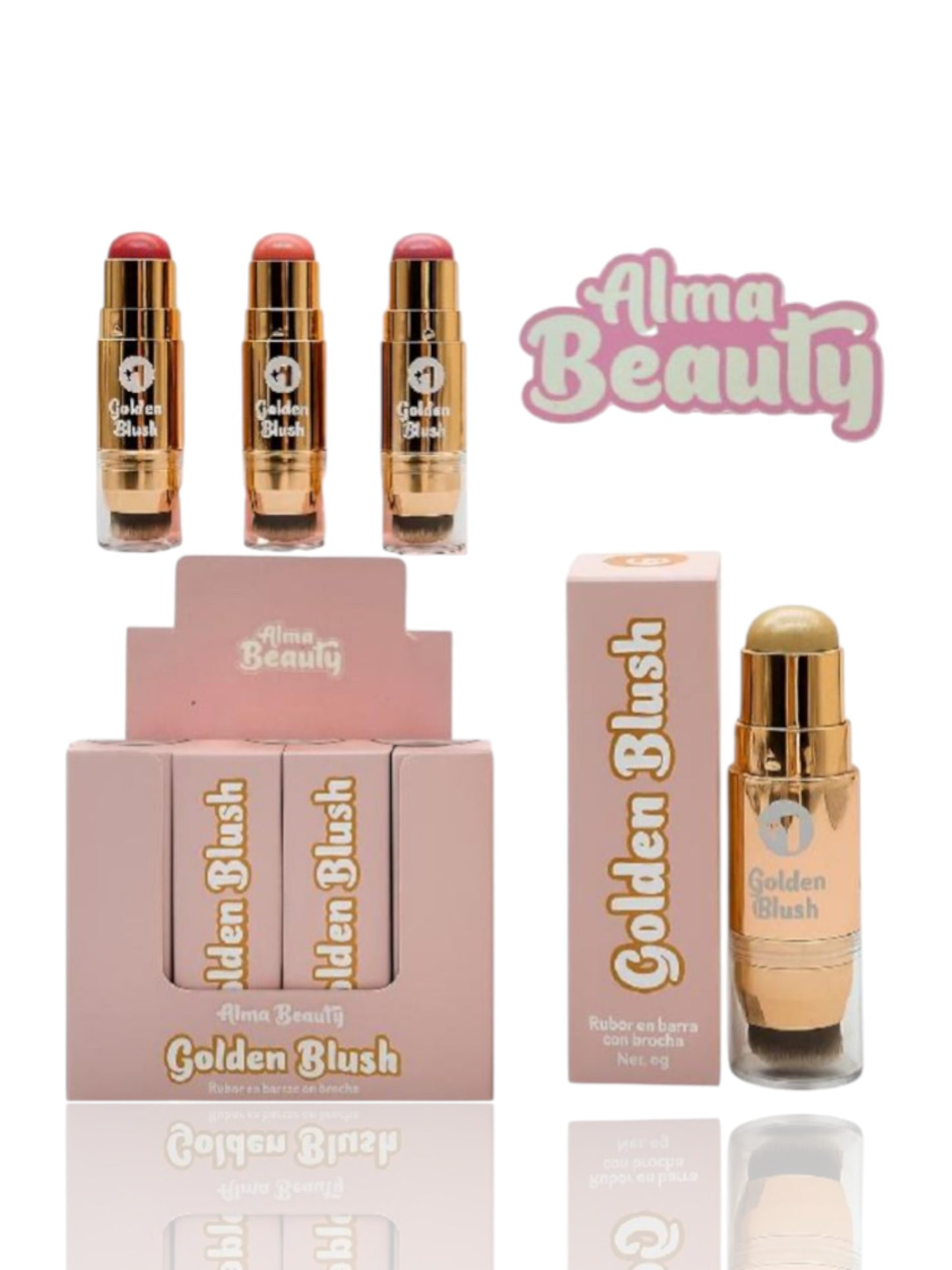 RUBOR EN BARRA CON APLICADOR LUXURY ALMA BEAUTY ABM-021
