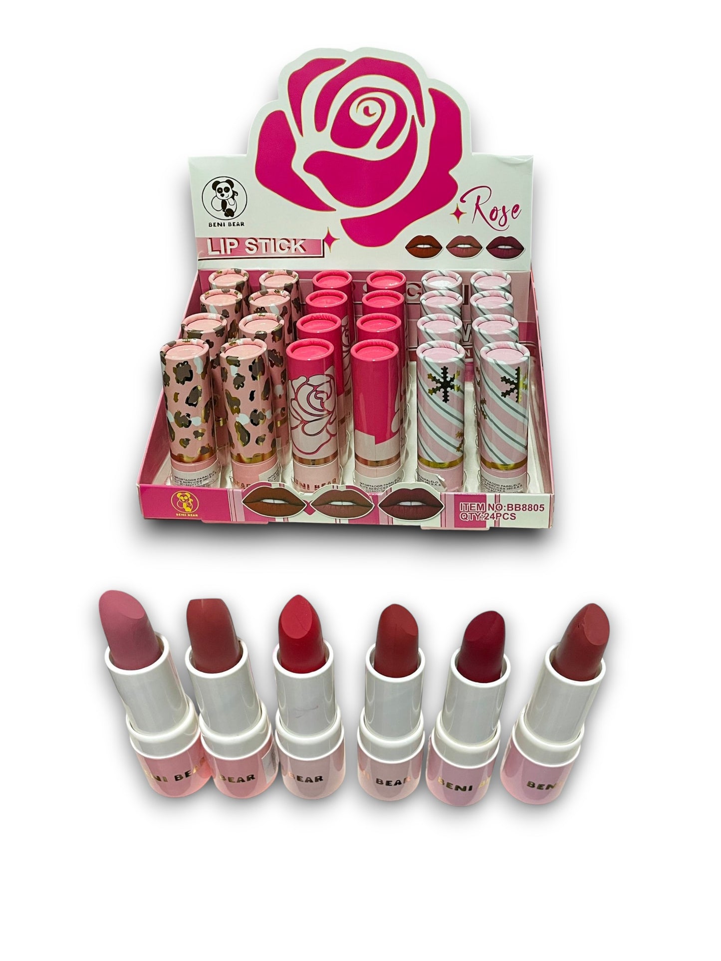 LABIAL EN BARRA MATTE ROSE BENI BEAR BB8805