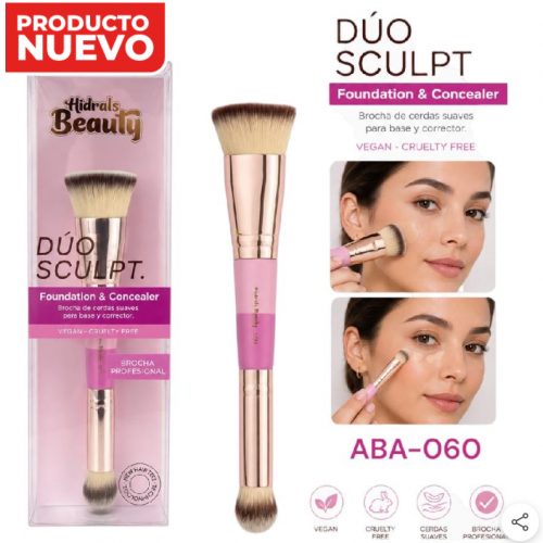 BROCHA DOBLE PARA BASE Y CORRECTOR HIDRALS BEAUTY HBA-060