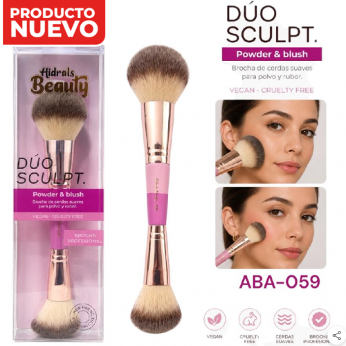 BROCHA DOBLE PARA POLVO Y RUBOR HIDRALS BEAUTY HBA-059