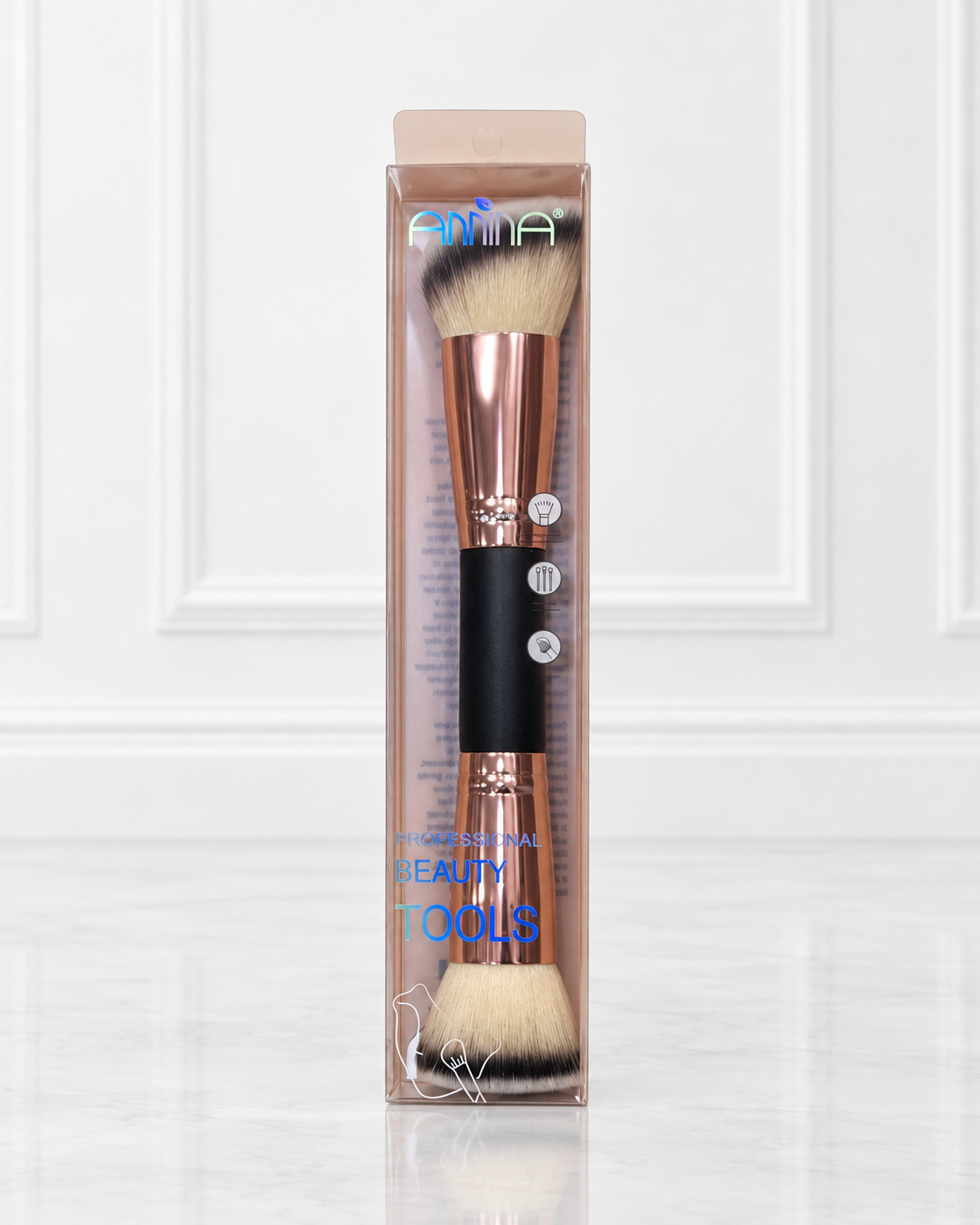 BROCHA DOBLE PARA BASE Y CONTORNO ANNINA BEAUTY TOOLS 185-5