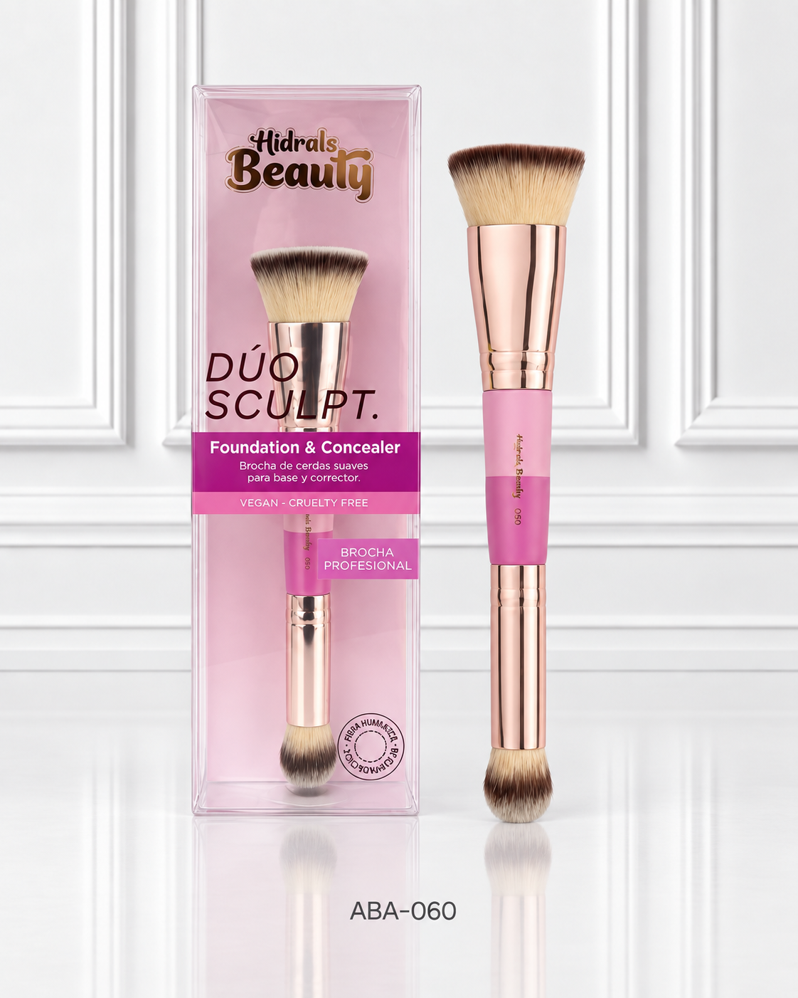 BROCHA DOBLE PARA BASE Y CORRECTOR HIDRALS BEAUTY HBA-060