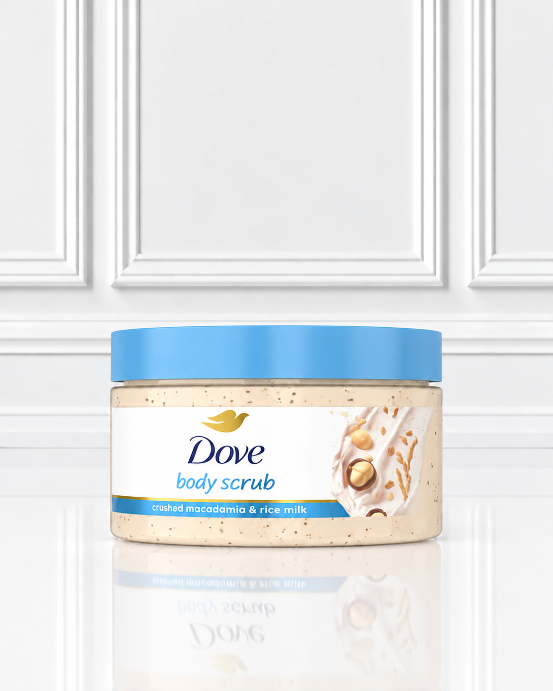 EXFOLIANTE CORPORAL DOVE SAL DE MACADAMIA& LECHE DE ARROZ