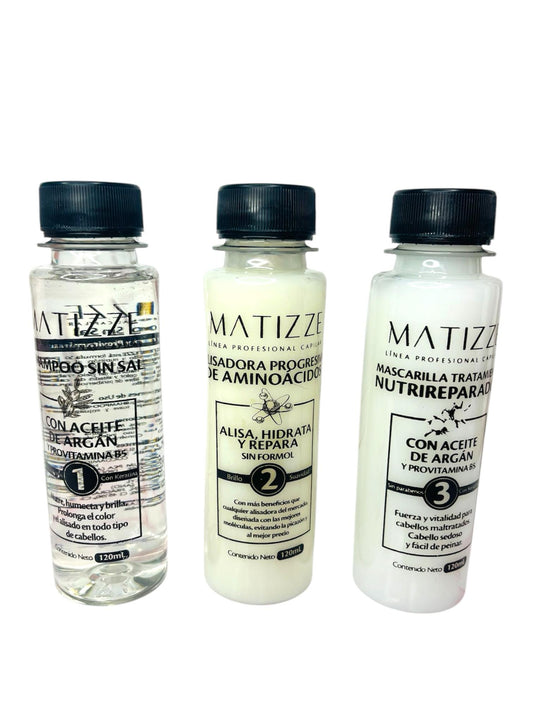 KIT ALISADORA AMINOACIDOS 3 PASOS MATIZZE 120ML