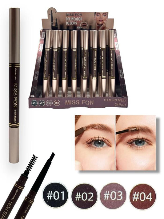 DELINEADOR PLUMON DOBLE CON CEPILLO DE CEJAS MISS FON MS45