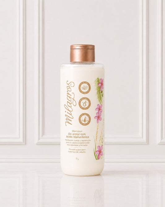 SHAMPOO DE ARROZ CON ACIDO HIALURONICO MILAGROS 1L