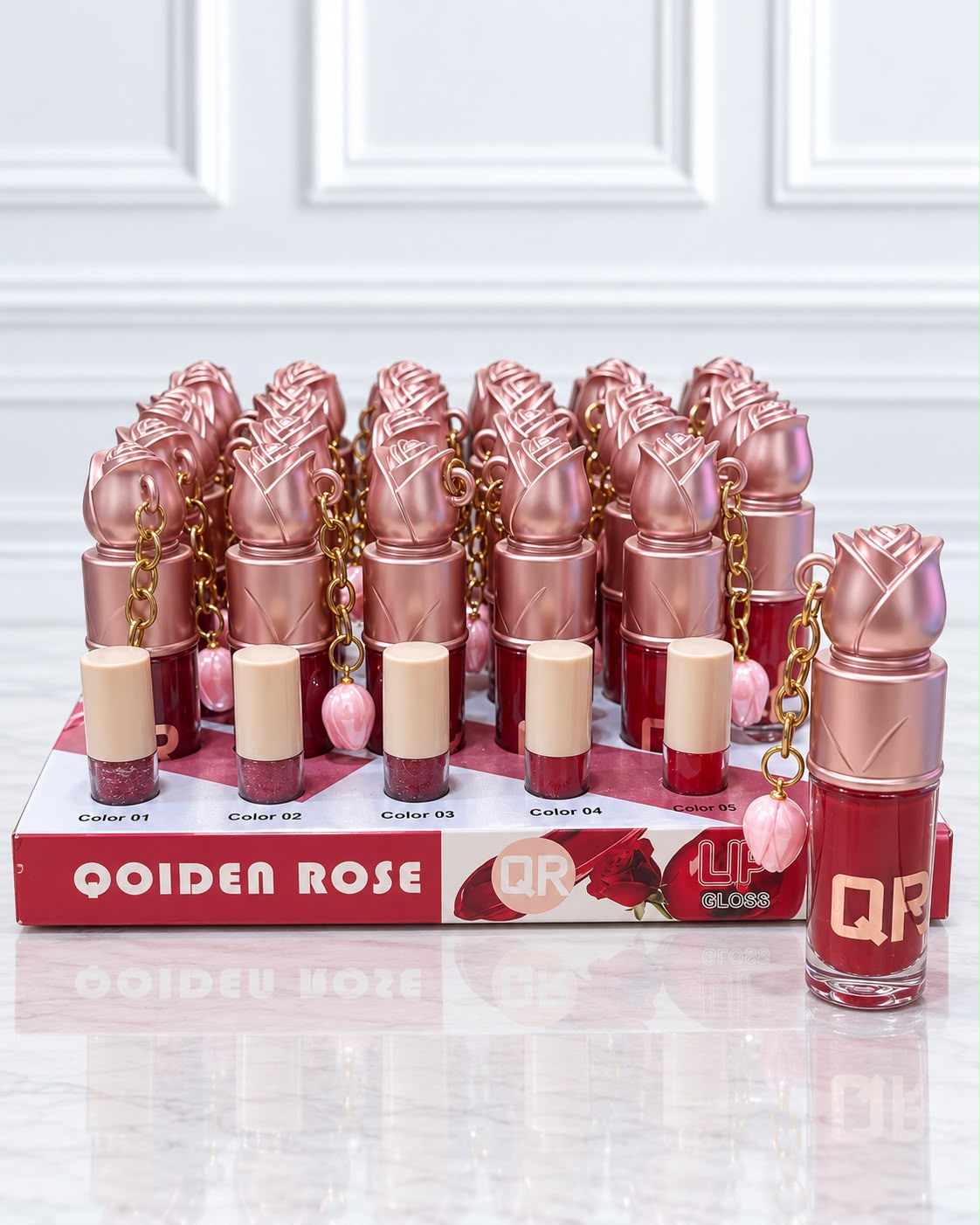 LABIAL LIQUIDO FLOR+ LLAVERO QOIDEN ROSE 5179A