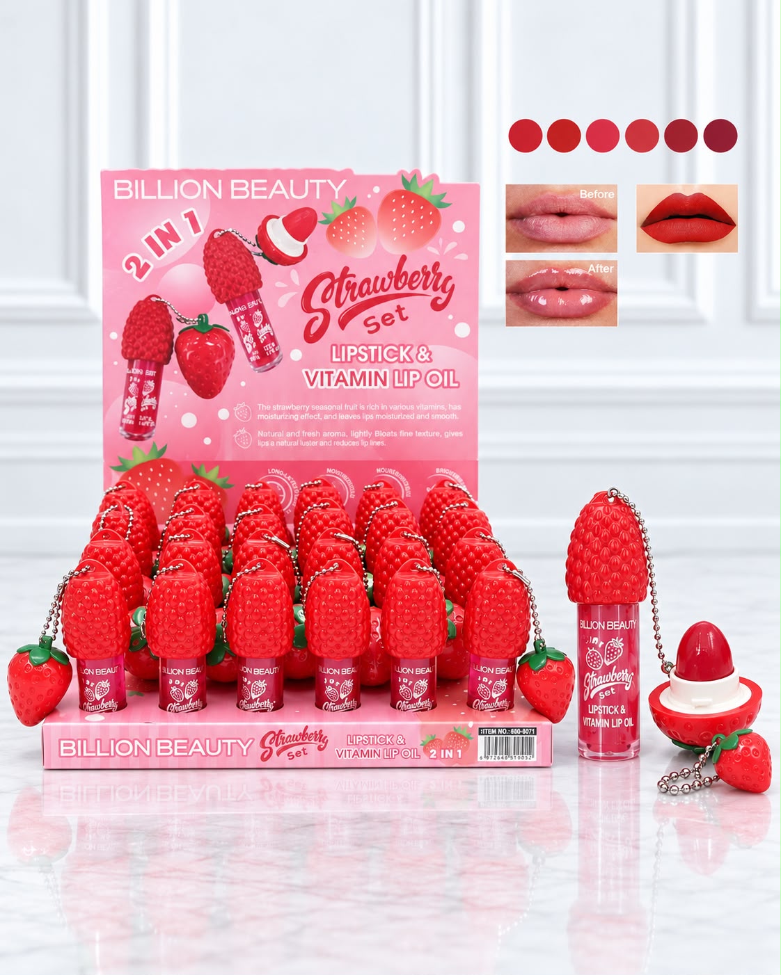 LIP GLOSS + LLAVERO -BALSAMO FRESITA BILLION BEAUTY B80121