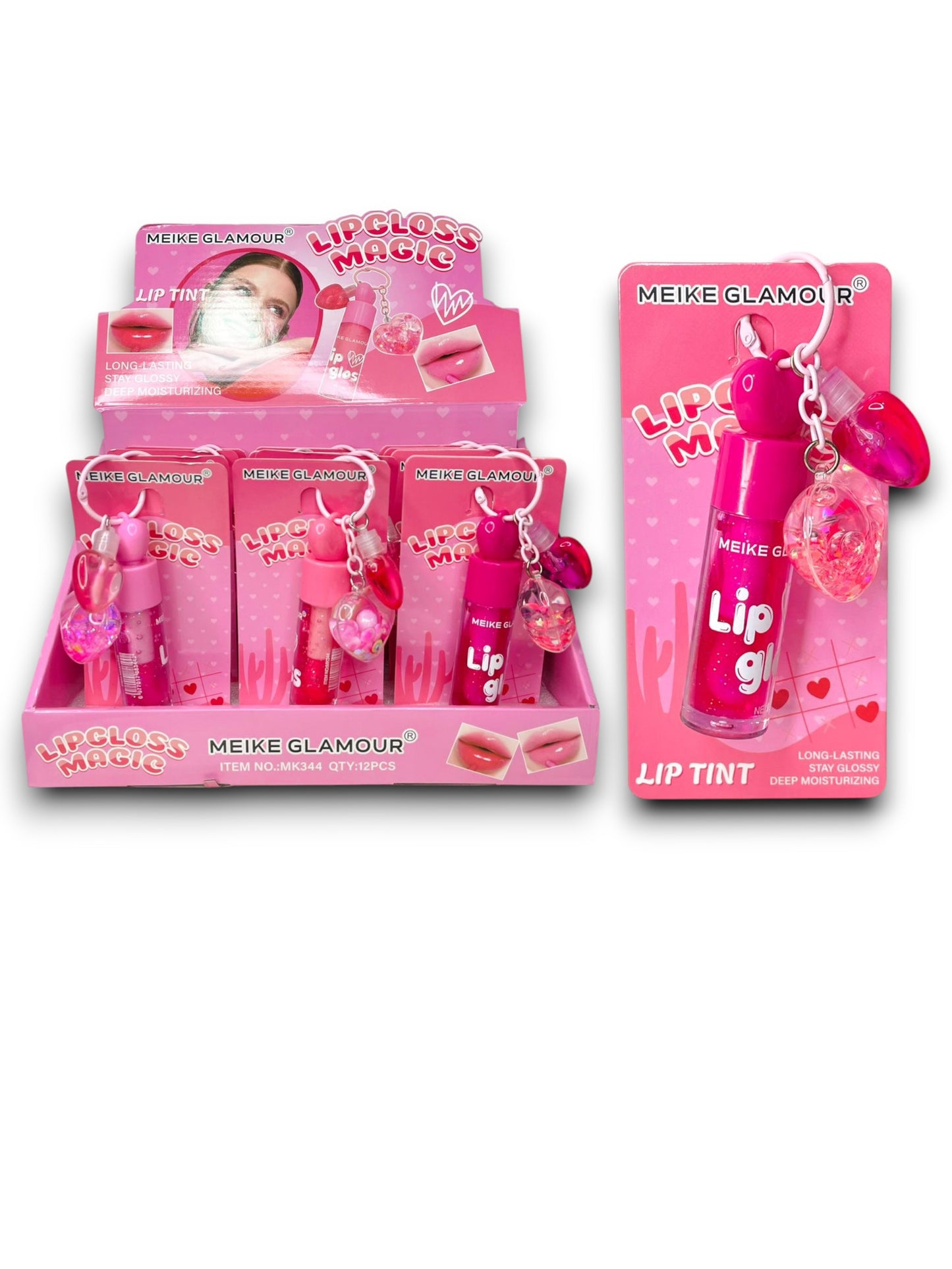 LIP GLOSS + LLAVERO MEIKE GLAMOUR MK344