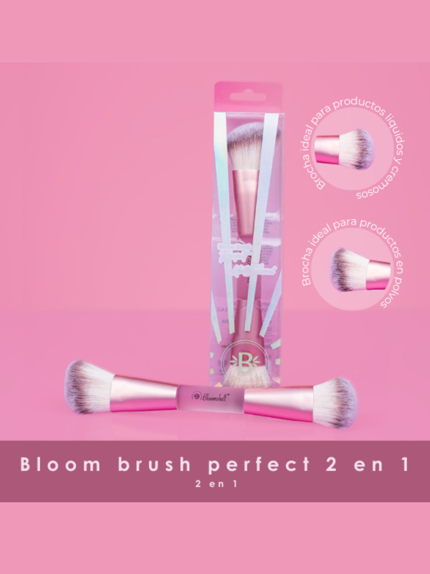 BROCHA DOBLE PARA PRODUCTOS EN POLVO Y EN CREMA BLOOMSHELL BL-BP2e1